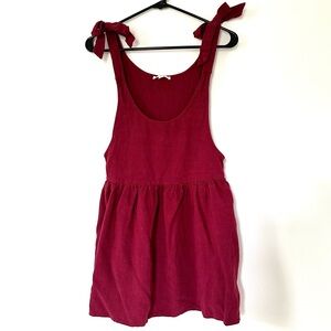 lottie moss / pac sun shoulder tie babydoll mini dress / summer maroon